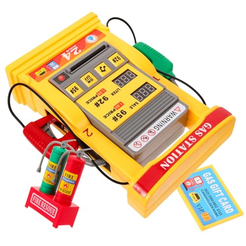TOYANDONA Simulations Tankstellenmodell mit Multifunktionaler Kartenbedienung Sprachansage und Doppeltem Digitaldisplay DIY Bausatz für Interaktives Lernspielzeug Gelb von TOYANDONA