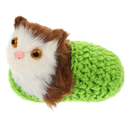 TOYANDONA Simulationskatzenspielzeug Drinnen Für Realistisch Ausgestopft Figur Plüsch Tiere Künstliches Katzenspielzeug Kleine Stoffkatze Falsches Haustier Kätzchen Garn Grün von TOYANDONA
