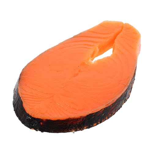 TOYANDONA Simuliertes Lachsmodell Falsches Essen Lebensechtes Sushi-Modell Lachsscheiben-Modelle Simulation Lachsscheibe Sushi-simulationsmodell Modelle Mit Lachsscheiben Plastik Orange von TOYANDONA