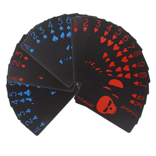 TOYANDONA -Spielkarten wasserdichte Spielkarten wasserdichte Poker Karten Unterhaltungsspielkarten Coole Spielkarten Kartenspiele Blaue Spielkarten schwarzes Kartenspiel PVC Black von TOYANDONA