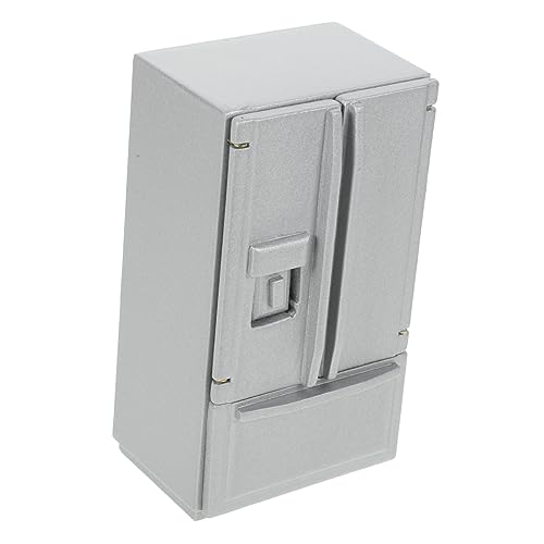 TOYANDONA Spielkühlschrank Mini-Kühlschränke Mini-Kühlschrank Puppenhaus Puppenbett Puppenaufbewahrung Puppenstubenmöbel Miniatur-Kühlschrankspielzeug Miniaturen zum Basteln hölzern Silver von TOYANDONA