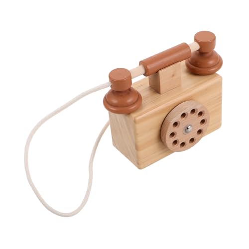 TOYANDONA Spielzeugtelefon -Kugel-Lampenfassung klappbarer Spiegel Aufklärungsspielzeug für kinderspielzeug Handspielzeug aus Holz Puppenhaus-Retro-Telefonmodell von TOYANDONA