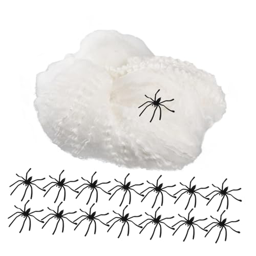 TOYANDONA Spinnennetz-Dekoration Halloween-Web-Dekoration Halloween Gefälschte Spinnen Kleine Spinnen Spinnendekoration Im Freien Spinnnetzdekoration Plastik Weiß von TOYANDONA