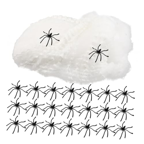 TOYANDONA Spinnennetz-Dekoration Kleine Spinnen Spinnennetz-Handwerk Spannen Sie Spinnweben für Halloween gefälschte Spinnennetze Web-Dekoration Spinnnetzdekoration Plastik Weiß von TOYANDONA