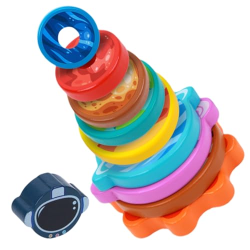 TOYANDONA Stapelspielzeug aus Hochwertigem Holz Farbenfrohes Ringtoy für Junge Mädchen Ab Monaten Fördert Kreativität Feinmotorik und Farb Formerkennung Sicher und Glatt Activity zur Eltern von TOYANDONA