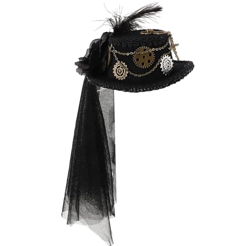 TOYANDONA Steampunk-accessoires Für Damen Zylinder Schmuck Ausrüstung Haarspangen Punk-fascinator-hut Dunkles Netz-kopfschmuck von TOYANDONA