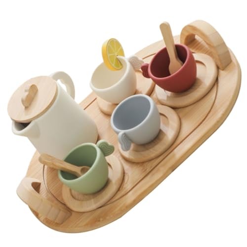 TOYANDONA Tee Set Für Miniatur Teeservice Mit Tablett Für Teeparty Und Rollenspiele Ideales Für ädchen Und Kleinkinder Holzspielzeug Für Kreative Spielstunden TOYANDONA Tee Set Für Miniatur Teeservice Mit Tablett Für Teeparty Und Rollenspiele Ideales Für ädchen Und Kleinkinder Holzspielzeug Für Kreative Spielstunden von TOYANDONA