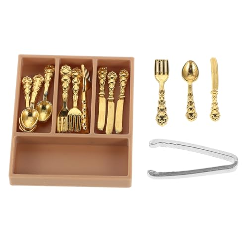 TOYANDONA Teiliges Besteck mit Löffel Messer und Zange Aufbewahrungsbox Realistische Nachbildung für Fantasievolles von TOYANDONA