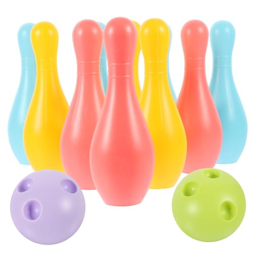 TOYANDONA Teiliges Bowling aus Bruchsicherem Kunststoff Buntes Indoor für Fördert Feinmotorik Gleichgewicht und Hand Auge Koordination Leicht und Sicher für Kleinkinder Interaktive von TOYANDONA