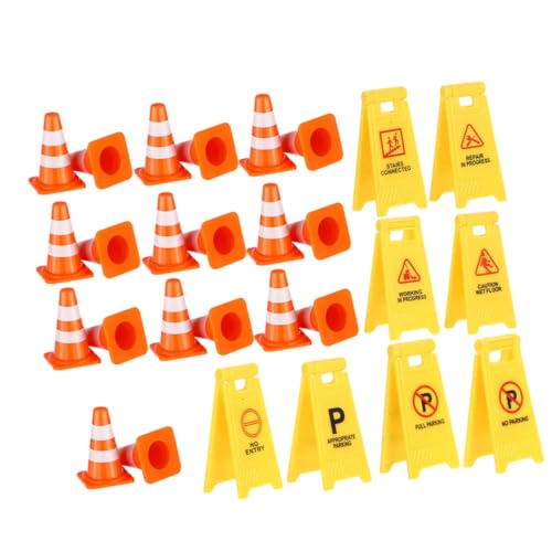 TOYANDONA Teiliges Mini Verkehrsschilder für Förmigen Warnschildern und Orangen Verkehrsleitkegeln Pädagogisches zur Motorischer Fähigkeiten und Verkehrssicherheit Geeignet für Indoor und von TOYANDONA