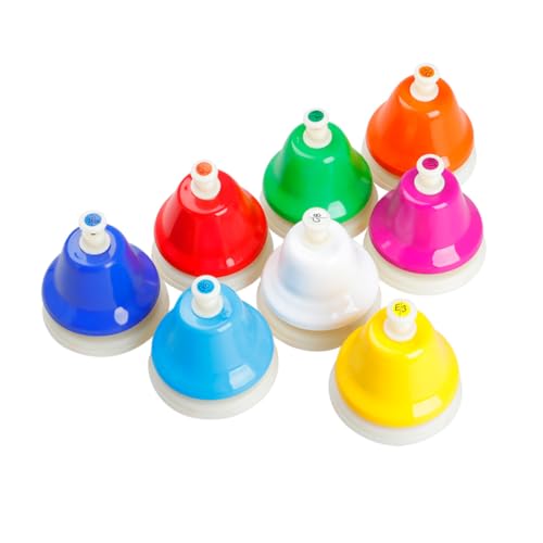 TOYANDONA Teiliges Musikinstrument Bunte Achtstimmige Handglocken Pädagogisches Percussion Melodiewahrnehmung und Feinmotorik Leicht und Tragbar für Vorschule und Musikunterricht von TOYANDONA