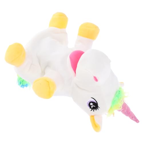 TOYANDONA Tierische Marionette Cartoon-handpuppe Zum Geschichtenerzählen DIY Einhorn Puppe Dekorative Einhornpuppe Lebensechtes Einhorn- Realistisches Handspielzeug Weiß Stoff von TOYANDONA