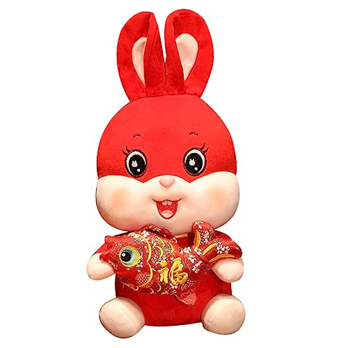 TOYANDONA Tierkreisgesegnete Kaninchenpuppe Hasenjahr-Maskottchen-Puppe ausgestopftes Tier Hase gefüllte Puppe Ostertag ausgestopftes Tier Hasen-Stofftier PP Baumwolle von TOYANDONA