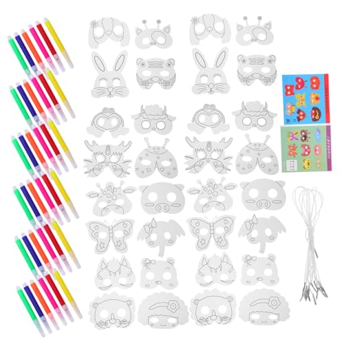TOYANDONA Tiermasken zum Bemalen für Teiliges Bastelset mit Stiften Weiße DIY Papiertiermasken für Kreative Halloween und Party Kostüme Fördert Künstlerische Gestaltung und TOYANDONA Tiermasken zum Bemalen für Teiliges Bastelset mit Stiften Weiße DIY Papiertiermasken für Kreative Halloween und Party Kostüme Fördert Künstlerische Gestaltung und von TOYANDONA