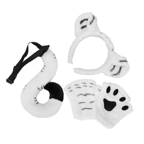 TOYANDONA Tiger Kostüm mit Tigerohren Haarreif Offene Tigerpfoten Handschuhe und Tierschwanz Tierkostüm Cosplay Party Requisite für Mädchen Geeignet für Geburtstagsfeiern Karneval und von TOYANDONA