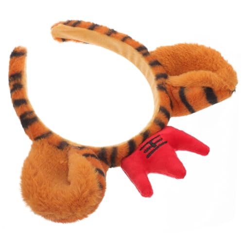 TOYANDONA Tiger Ohren Haarband mit Roter Krone Bequemes Rutschfestes Cosplay Stirnband für Party Festival und Alltag Leichtes Langlebiges Accessoire für Damen und Mädchen von TOYANDONA