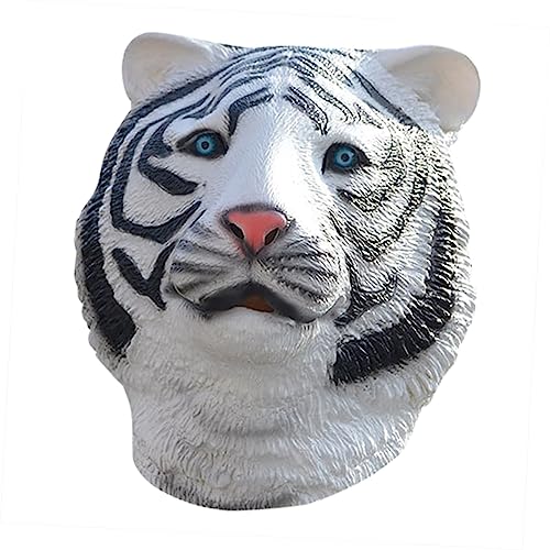 TOYANDONA Tiger-kopfbedeckung Jahr Des Kostüms Realistische Katzenmaske Gruselige Tigerkopfbedeckung Tassen Rave-maske Anime-raumdekoration Kostümmasken Halloween Dünenmaske Weiß Emulsion von TOYANDONA