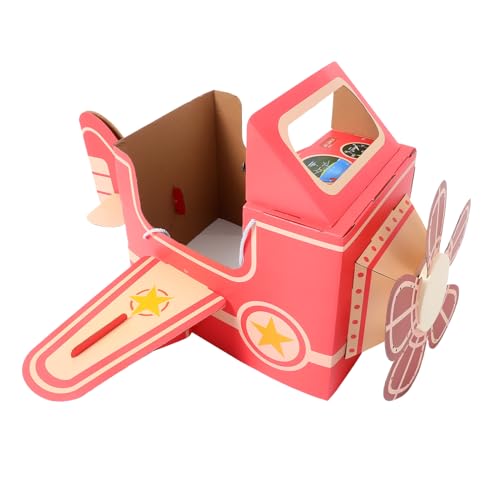 TOYANDONA Tragbares Pappflugzeug Für Kinder Flugzeugbox Für Kinder Interaktives Flugzeugkostüm DIY-Spielset von TOYANDONA