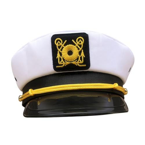 TOYANDONA Unisex Segler Kapitänsmütze Weiß Polyester Cosplay Party Halloween Karneval Kostüm Zubehör für Damen und Herren von TOYANDONA