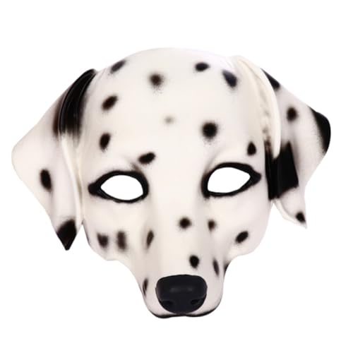 TOYANDONA Unisex Weiße Dalmatiner Maske aus PU Realistische Tiergesichtsmaske für Halloween Karneval Cosplay und Party Dekoration Angenehm zu Tragen Witziges Kostümzubehör von TOYANDONA