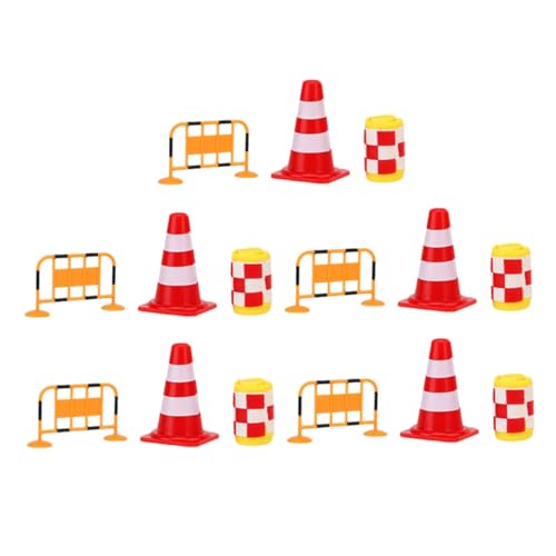 TOYANDONA Verkehrszeichen Spielset Teilig Lernspielzeug Verkehrsschilder mit Roten Kegeln Orangen Absperrungen und Gelben Schutzbarrieren für Verkehrserziehung und Kreatives Rollenspiel von TOYANDONA