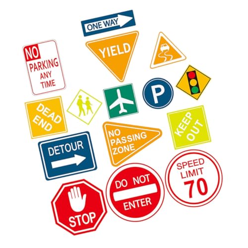 TOYANDONA Verkehrszeichen Wandsticker PVC Selbstklebend Abnehmbar Teilig Kinderzimmer Kindergarten Dekoration Straßenverkehr Aufkleber für Glatte Wände Fenster Kühlschrank von TOYANDONA