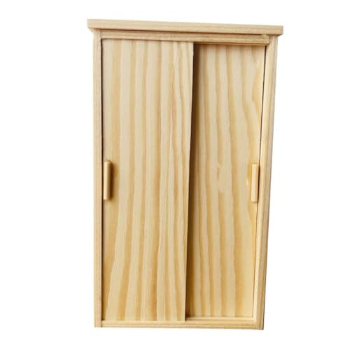 TOYANDONA Vintage Holz Armoire für Puppenhausmöbel Dekorative Miniatur für Schlafzimmer und Garten Hellgelb Robustes Design für Langlebige Nutzung von TOYANDONA