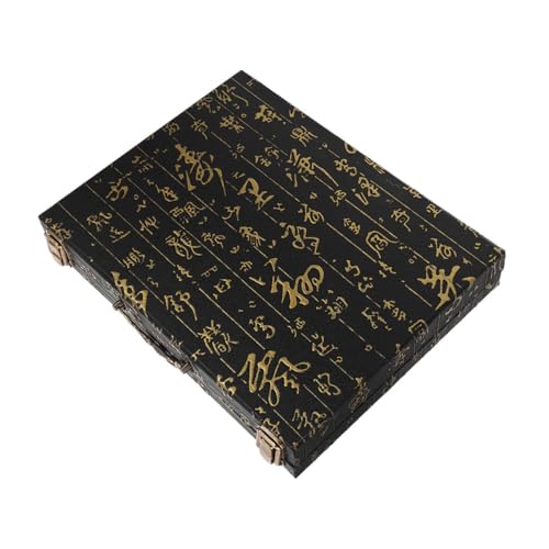 TOYANDONA Vintage Holz Mahjong Aufbewahrungsbox mit Geprägtem Design Großer Stauraum für Mahjong Steine und Brettspiele Tragbar mit Griff Geeignet für Zuhause und Outdoor Unterhaltung von TOYANDONA