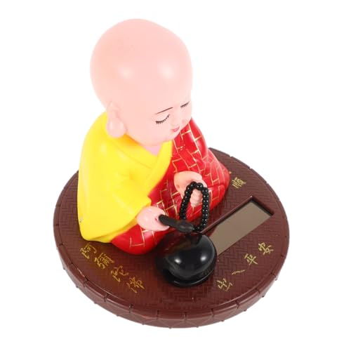 TOYANDONA Solarbetriebene Wackelkopf Buddha Statue Für Auto Zuhause Lustiges Dekorationsspielzeug Für Armaturenbrett Mönchsfigur Für Glück Für Büro Wohnräume von TOYANDONA