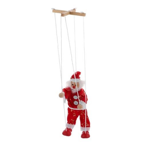 TOYANDONA Weihnachtliche Handmarionette Holzspielzeug mit Zugfaden Bunte Santa Claus Figur für Interaktives Puppenspiel und Kreatives Theaterspiel zu Weihnachten von TOYANDONA