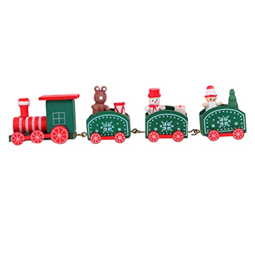 TOYANDONA Weihnachtliche Holzdeko Kleiner Zug Tischornament Grün Festliche Miniatur Eisenbahn für Lebendige Weihnachtsdeko für Büro Wohnzimmer Schaufenster von TOYANDONA