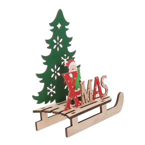 TOYANDONA Weihnachtliche Holzpuzzle Dekofigur Schlitten Wiederverwendbarer Weihnachtsdekorationsschlitten Gearbeitet für Kindergarten Büro Party Festliche Tischdekoration von TOYANDONA