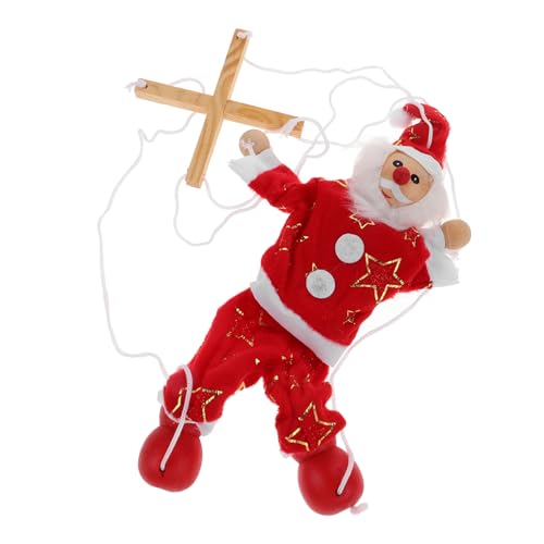 TOYANDONA Weihnachtliche Marionettenpuppe Santa Claus aus Holz Handgefertigte Fadenspielpuppe für Kreative Fingerfertigkeit und Fantasievolles Weihnachtsdeko von TOYANDONA
