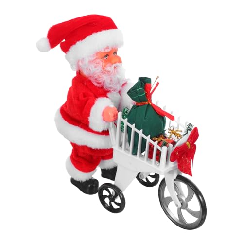 TOYANDONA Weihnachtlicher Santa mit Musik und Bewegung Plüsch Santa mit Handgetriebenem Einkaufswagen Festliche Weihnachtsfigur für Partydeko von TOYANDONA