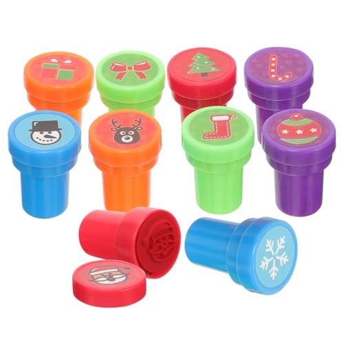 TOYANDONA Weihnachtliches Stempelset Teilig Selbstfärbende DIY Spielzeugstempel aus Sicherem Kreative Muster für Einfache Handhabung ohne Zusätzliches Stempelkissen von TOYANDONA