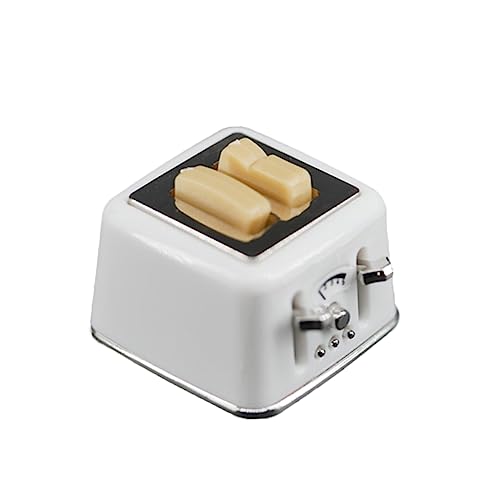 TOYANDONA Weißes Dekor Weiße Möbel Miniaturen Toaster Mini-möbelornamente Mini-Essen Miniaturszene Weiße Verzierungen Küchendekor Miniaturmöbel Schmuckzubehör Küchenmöbel Brotmaschine von TOYANDONA