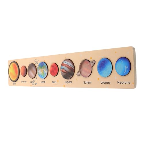 TOYANDONA Holz-Puzzle-Set Sonnensystem Mit 8 Planeten Für Kinder Spielzeug Für Kleinkinder Montessori-lernspielzeug Weltraum-Planeten-erkennungsspiel von TOYANDONA