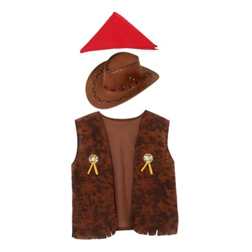 TOYANDONA Western Cowboy Kostümset für Erwachsene Komplettes Outfit mit Weste Hut und Bandana für Halloween Karneval und Themenpartys Vielseitiges Cosplay Set Xxl von TOYANDONA