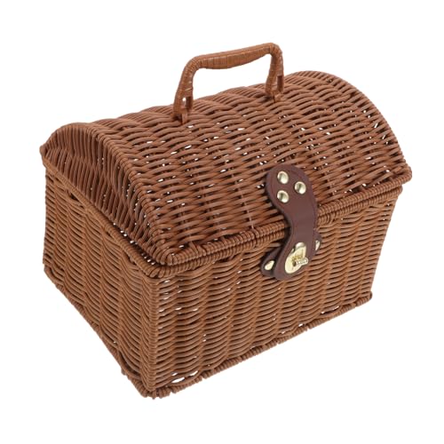 TOYANDONA Woven Mahjong Box Imitation Rattan Aufbewahrungsbox mit Deckel Rechteckiger Wicker Organizer für Stilvolle Heimdekoration und Präsentation TOYANDONA Woven Mahjong Box Imitation Rattan Aufbewahrungsbox mit Deckel Rechteckiger Wicker Organizer für Stilvolle Heimdekoration und Präsentation von TOYANDONA