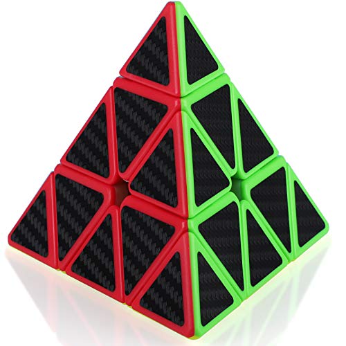 TOYESS Zauberwürfel Pyramide 3x3, Speedcube Pyraminx Cube Magic Würfel für Kinder Anfänger und Fortgeschrittene, Carbon Schwarz von TOYESS