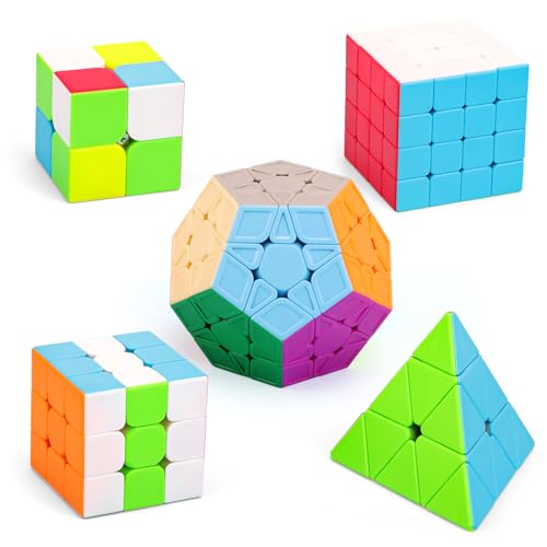 TOYESS Zauberwürfel Stickerless Set, Original Speed Cube 2x2 3x3 4x4 Pyraminx Megaminx Speedcube Puzzle, Kinder und Erwachsene von TOYESS
