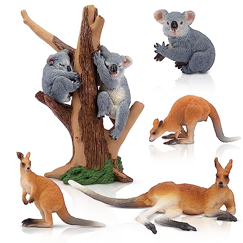 TOYMANY 7 Stück Australische Wild Tiere-Figuren Set Safari Spielfiguren Spielzeug Dschungeltier-Figuren Känguru Koala Tierfigur Plastiktiere Zoo Dschungel Wald Wild, zum Spielen oder als Deko von TOYMANY