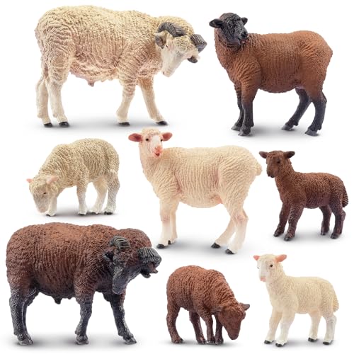 TOYMANY 8 Stück Merino-Schaf-Figuren, Bauernhoftier-Spielzeugfiguren, Waldtier-Figuren aus Kunststoff für Kinder, Jungen, Mädchen im Alter von 3–5 und 6–12 Jahren TOYMANY 8 Stück Merino-Schaf-Figuren, Bauernhoftier-Spielzeugfiguren, Waldtier-Figuren aus Kunststoff für Kinder, Jungen, Mädchen im Alter von 3–5 und 6–12 Jahren von TOYMANY