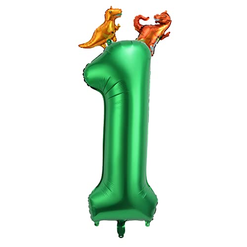 101 cm Dunkelgrüner Nummer 9 Dinosaurier Ballon, Aluminiumfolie Großer Zahlenballon, Niedlicher Dinosaurier-Ballon für Geburtstagsfeier, Junge, Mädchen, Dekoration, Fliegt mit Helium von TOYMIS