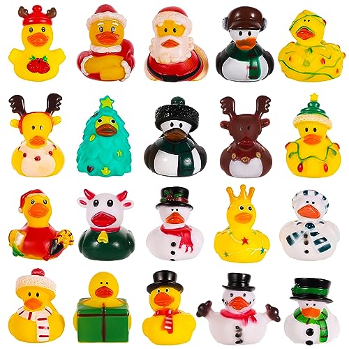 20stk Gummi Badeenten, 20 Stile Feiertags Gummi Enten Mini Badespielzeug für Gummienten Niedliche Sortierte Gummienten für Feiertage Feiern Weihnachtsdekorationen Partygeschenke von TOYMIS