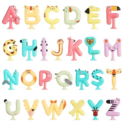 TOYMIS 26St Saugnapf Buchstaben-Spielzeug, Waschbar Lernspielzeug Alphabet, Badespielzeug, Interaktives Spielzeug für Kinder, Alphabet Lernspielzeug für Kleinkinder von TOYMIS