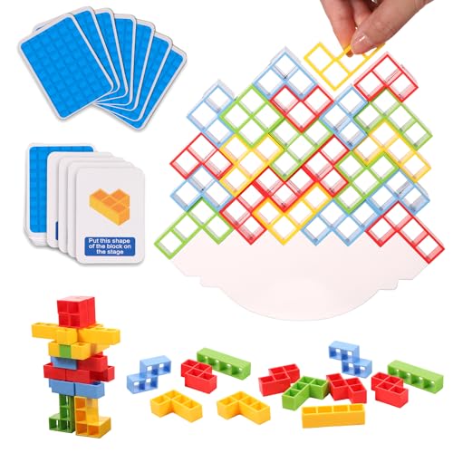 TOYMIS 48 Teile Tetra Tower Balance Stacking Blocks Spiel, Blocks Stacking Game Set für Kinder und Erwachsene Blocks Game für 2 Spieler Heimspiele Partys Reisen von TOYMIS