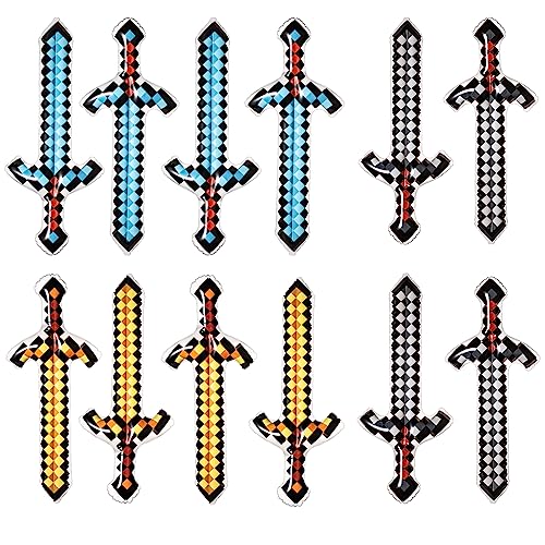 TOYMIS 12 Stück Aufblasbare Schwerter, Aufblasbares Pixel Schwert für Kinder Aufblasbares Lichtschwert Spielzeug für Geburtstagsparty Cosplay Pool Party Halloween Partyzubehör, Z12281 von TOYMIS