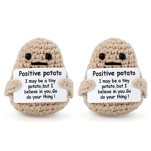 TOYMIS 2 Stück Lustige Positive Kartoffel, 7,6cm Interessant Gestrickt Positive Kartoffelpuppe süß Kreativ Gestrickte Kartoffelpuppe aus Wolle für Party Dekoration Positive Potato von TOYMIS