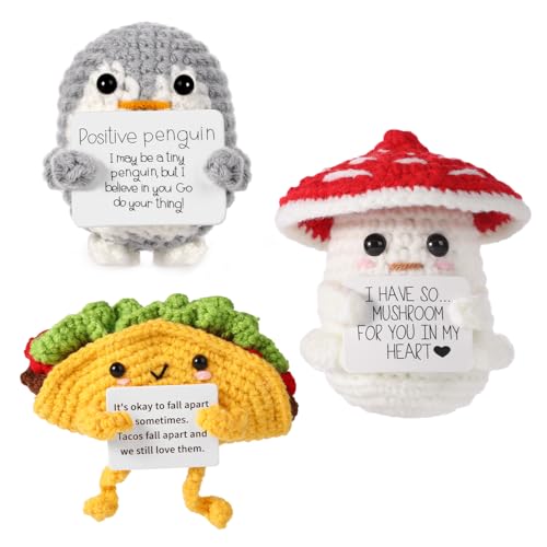 TOYMIS 3stk Positive Häkelfiguren, Positiver Pilz & Positiver Taco & Positiver Pinguin Strickspielzeuge Ermutigungskarten Emotionales Plüschspielzeug Positiver Unterstützung Geschenke Dekorationen TOYMIS 3stk Positive Häkelfiguren, Positiver Pilz & Positiver Taco & Positiver Pinguin Strickspielzeuge Ermutigungskarten Emotionales Plüschspielzeug Positiver Unterstützung Geschenke Dekorationen von TOYMIS